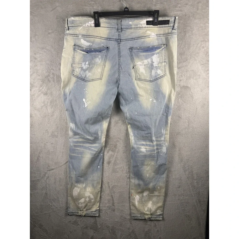 Rockstar Original Jeans Mens 40x30 Blue Distressed Skinny Denim RSM200-FABIAN